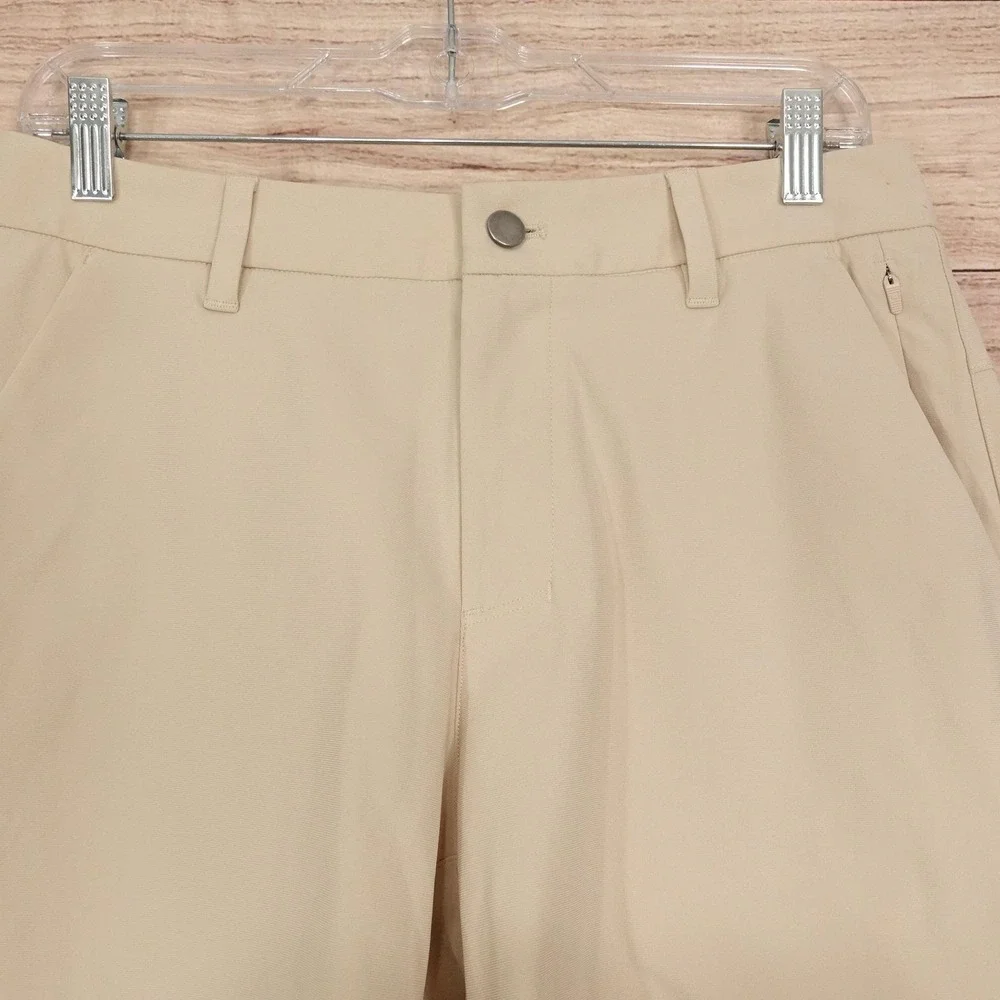 CRZ YOGA Shorts Mens 28 Beige Polyester Stretch 7 Inseam Casual Summer ABC
